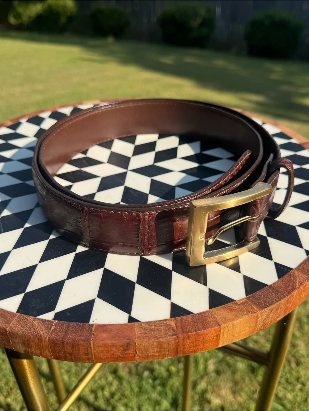 W. Kleinberg Neiman Marcus Matte Alligator Belt Brown 42